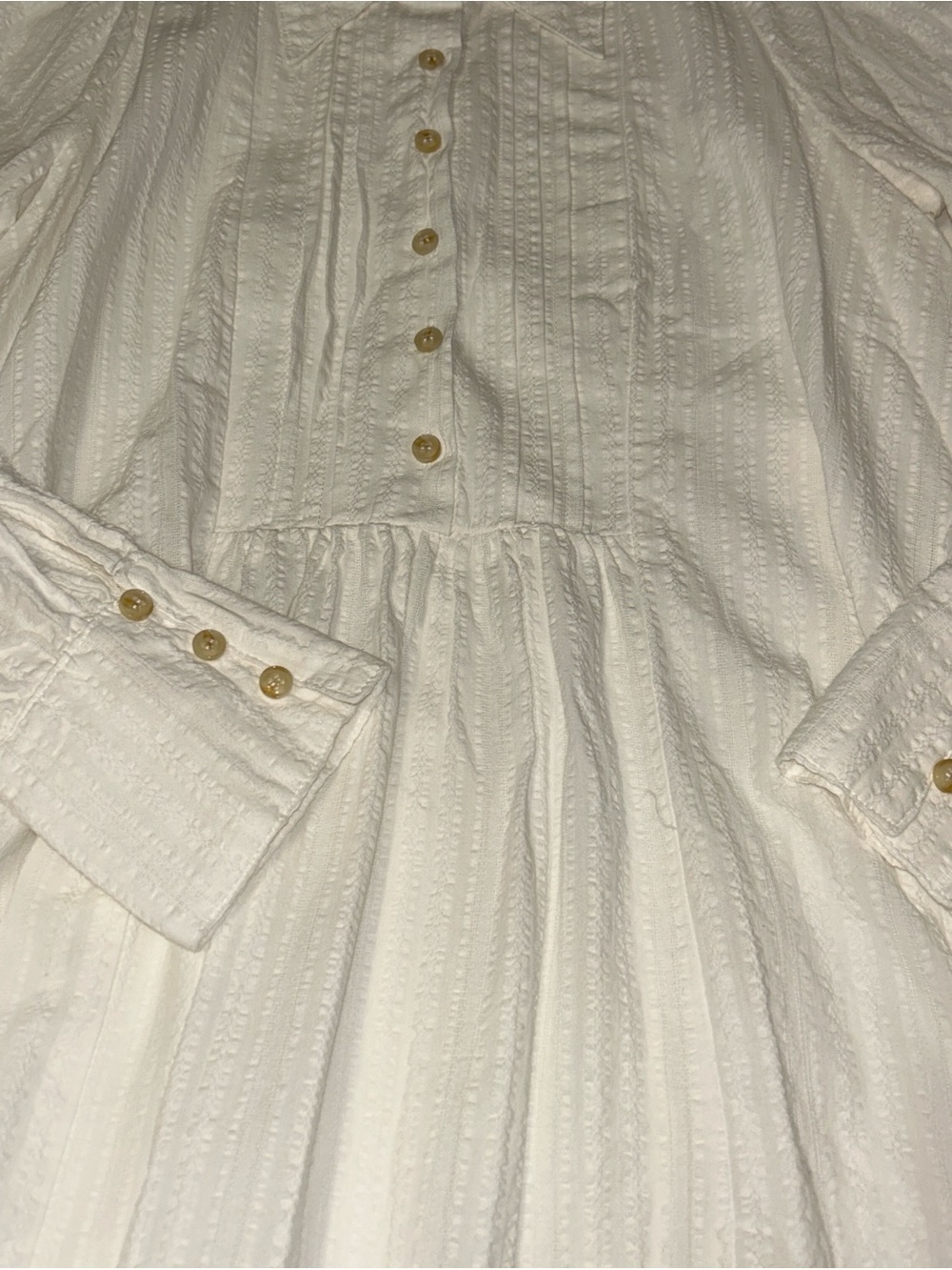 free people womens white ruffle long sleeve flowy summer mini dress small - Picture 3 of 8